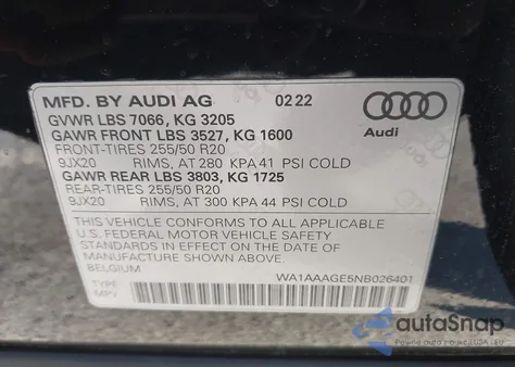 2022 Audi E-Tron Premium Quattro из США, поврежденный, VIN WA1AAAGE5NB026401